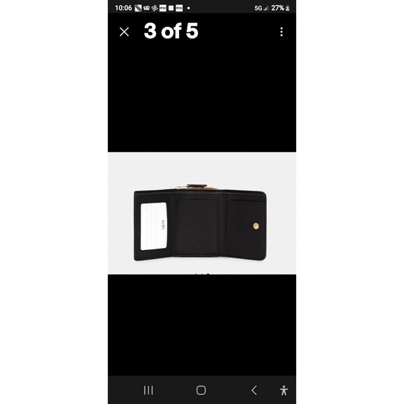 COACH Small Trifold Riley Riveted Wallet Signature Canvas, Logo, Brown Zip - Picture 5 of 5